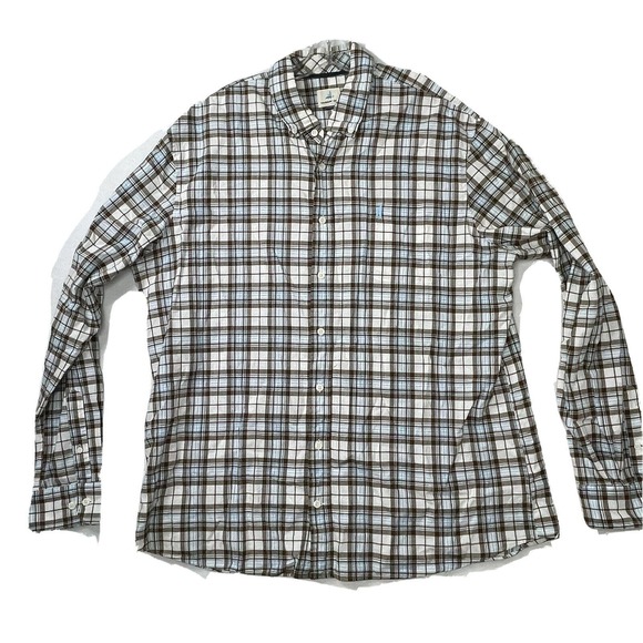 Johnnie-O Hangin’ Out Men’s Size XXL Brown / Blue Plaid Button Up Shirt - Picture 1 of 12